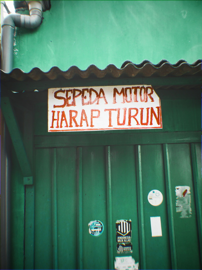building exterior, door, information, communication, motorbike, shop, way, motor, indonesia, no people, message, motorcycle, close-up, public restroom