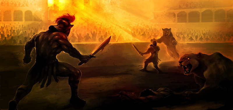 blood, sword, Gladiator, death, lions, Leo, motion, people, battle, fighting, burning, arena, men, activity, fight, flame, nature, Colosseum, warriors