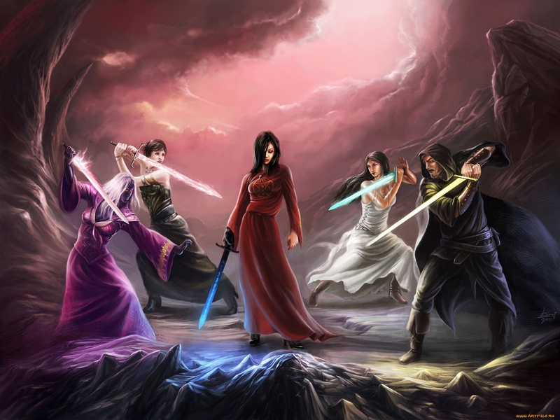 fantasy, 1080P, warrior, red, hd, woman, women, sword, holding, dressed