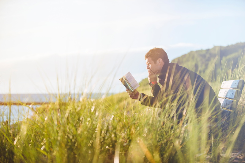 outdoor, book, reading, mid adult, green, blue, rural scene, environment, landscape, food and drink, bible, man, sunny, daytime, holding, sunshine, sunrise