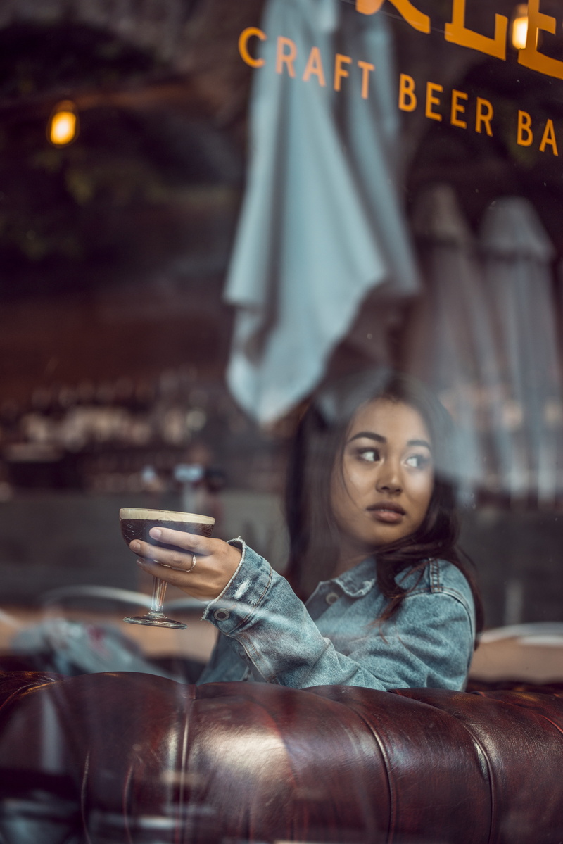 beautiful people, young women, clear, classy, woman, waiting, sitting, beer, espresso martini, glass, martini, coffee break, 5K, girl, one person, coffee - drink