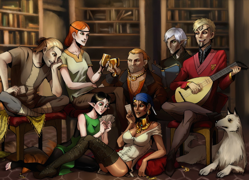 1080P, sitting, women, nanoetetsu, night, group Of People, lifestyles, mature adult, book, young adult, characters, males, card, young women, art, anime