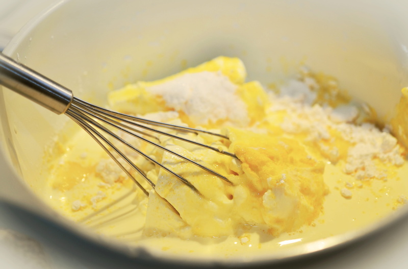 Bake, mix, dairy product, egg yolk, Ingredients, still life, fork, mixing, yellow, spoon, Dough, kitchen utensil, flour, healthy eating, cream, Stir, meal