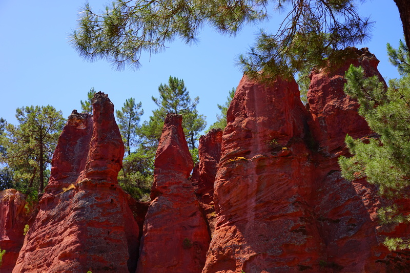 reddish, eroded, roussillon, outdoors, nature, ochre colours, ocher quarry, rock - object, formation, ocher mine, mixture, color, geology, 5K, rock towers