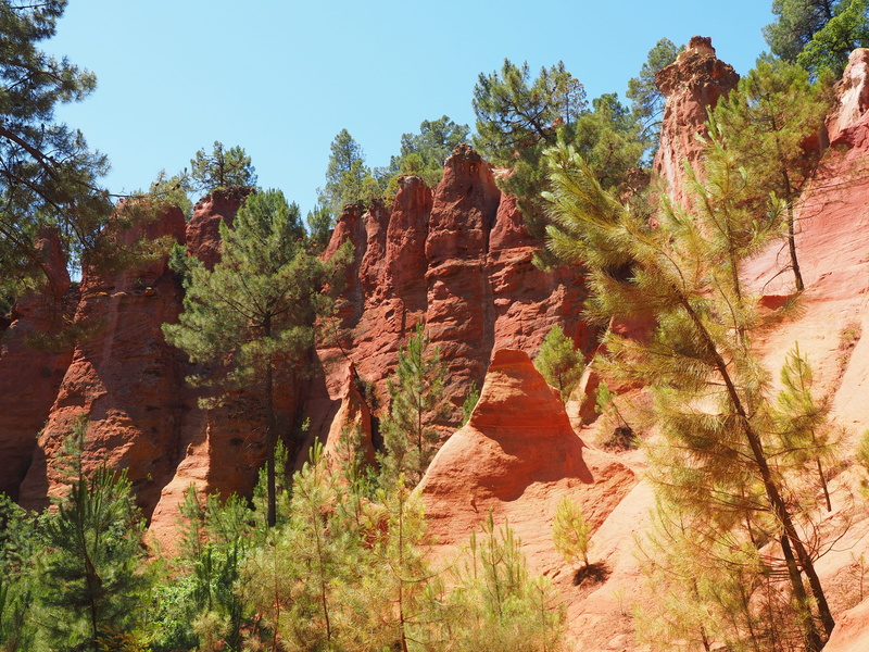 tourism, luberon massif, apt, ochre colours, tourists, tranquil scene, arrondissement apt, tree, gordes, red ocher, red, clay mineral, sand, nature trail