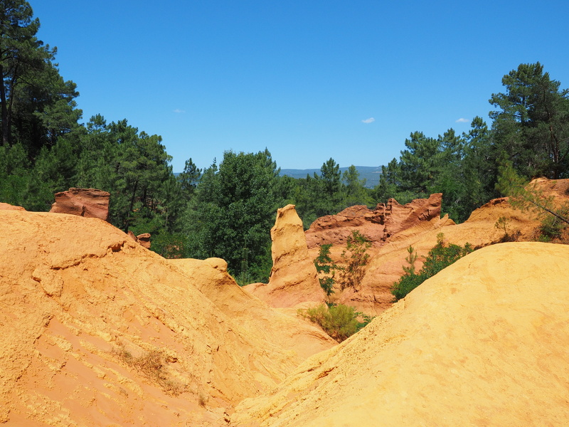 ocher mining, ochre colours, red ocher, yellow, red, scenics - nature, rock - object, gordes, sky, arid climate, non-urban scene, mixture, roussillon, landscape