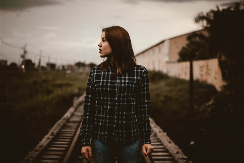 life, casual clothing, woman, child, architecture, adult, young women, hairstyle, teenager, dark, stand, sky, women, railway line, contemplation, lady