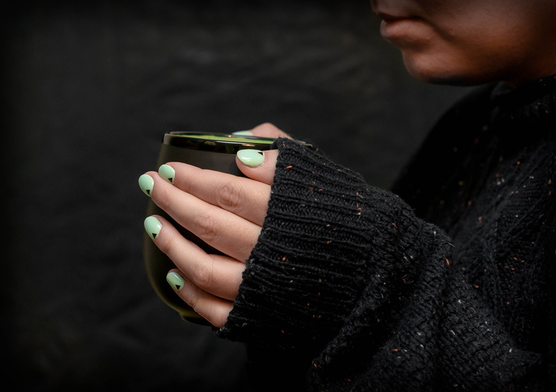close-up, indoors, adult, sweater, focus on foreground, dark, body part, 4K, hot, portrait, young adult, coffee, ring, human body part, human hand, real people
