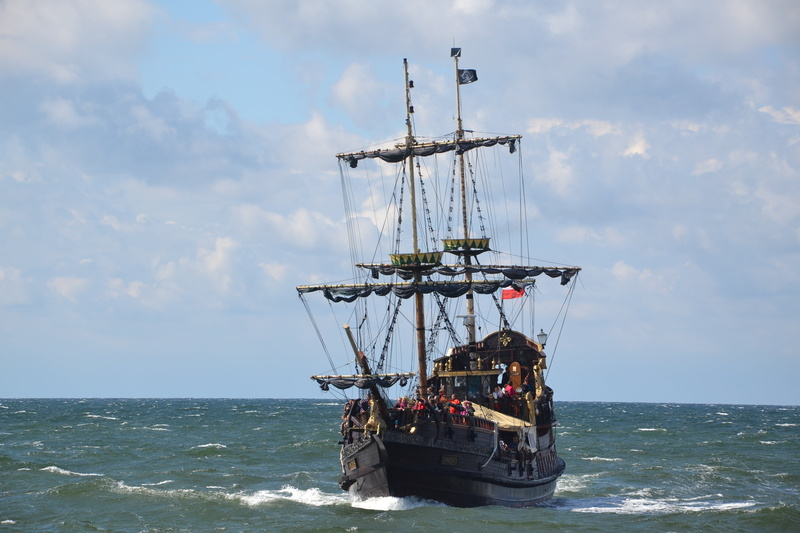 sailing Ship, ship, brown, cloud - sky, body, motion, travel, waterfront, boats, nautical Vessel, sailboat, polish sea, boat, sky, water, horizon, tourism