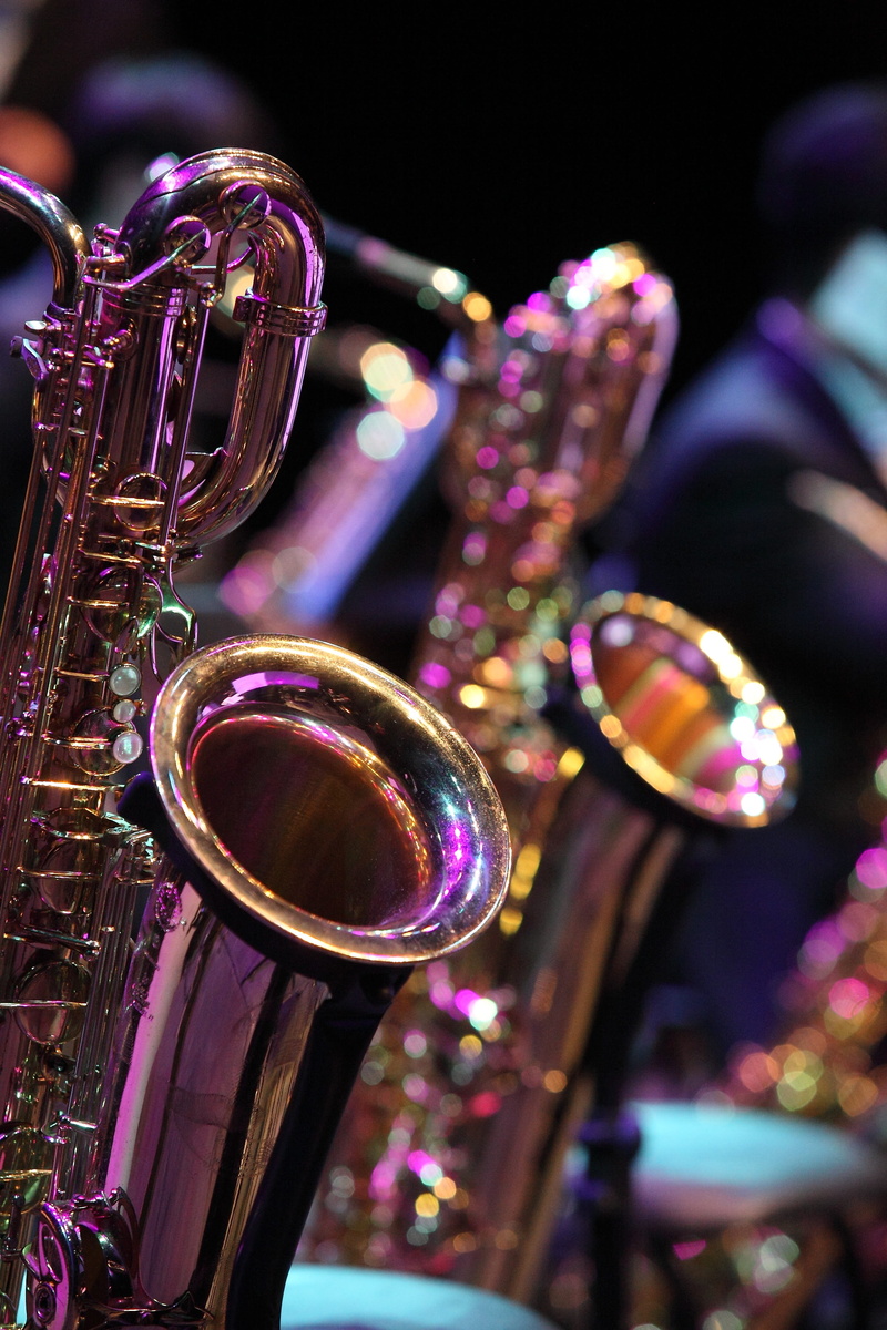saxophone, performance, stage, selective focus, arts culture and entertainment, orchestra, instrument, played, illuminated, brass instrument, indoors, wind instrument