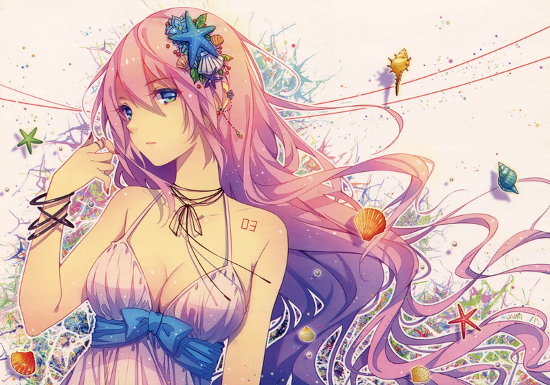one person, nature, paint, bracelets, hair ornament, human representation, bangs, portrait, blond hair, Vocaloid, women, purple hair, representation, young women