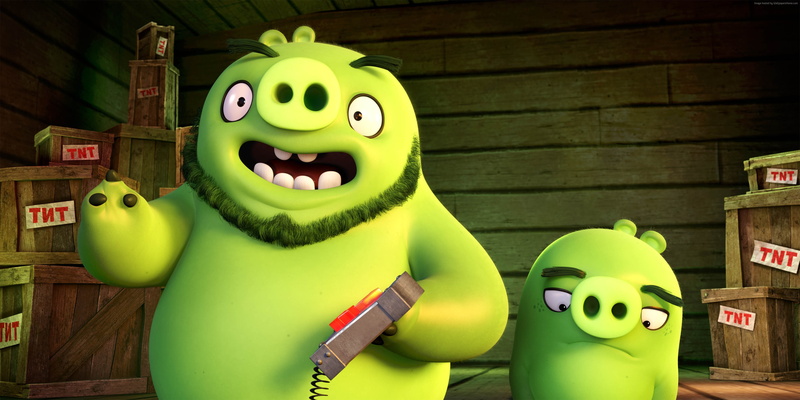 4K, wood - material, Angry Birds, indoors, table, no people, human representation, Green pigs, mammal, creativity, anthropomorphic smiley face, green