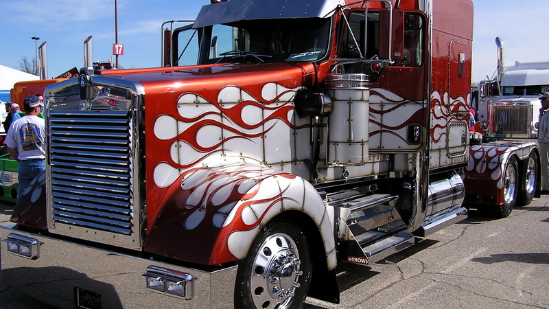 white, 1080P, semi, Nickel, red, truck, tractor, pipe, bumper, grille
