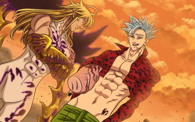anime, Ban (character), Nanatsu no Taizai, 2K, Seven Deadly Sins, anime boys, Ban (Sin of Greed), anime men, Meliodas (Sin of Wrath), meliodas