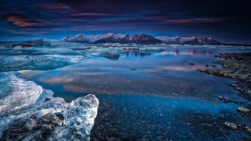 winter, environment, no people, sky, 1080P, landscape, tranquility, beauty in nature, snowcapped mountain, snow, water, nature, blue, mountains, ice, lagoon