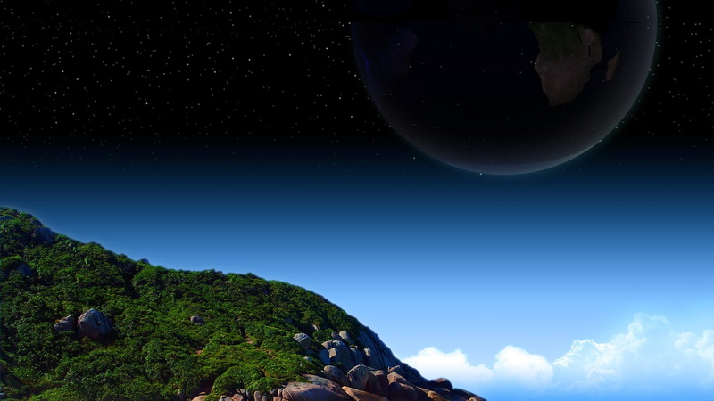 galaxy, infinity, star field, tranquility, space, cloud - sky, digital art, green, night, astronomy, black, outdoors, tranquil scene, plant, idyllic, fish