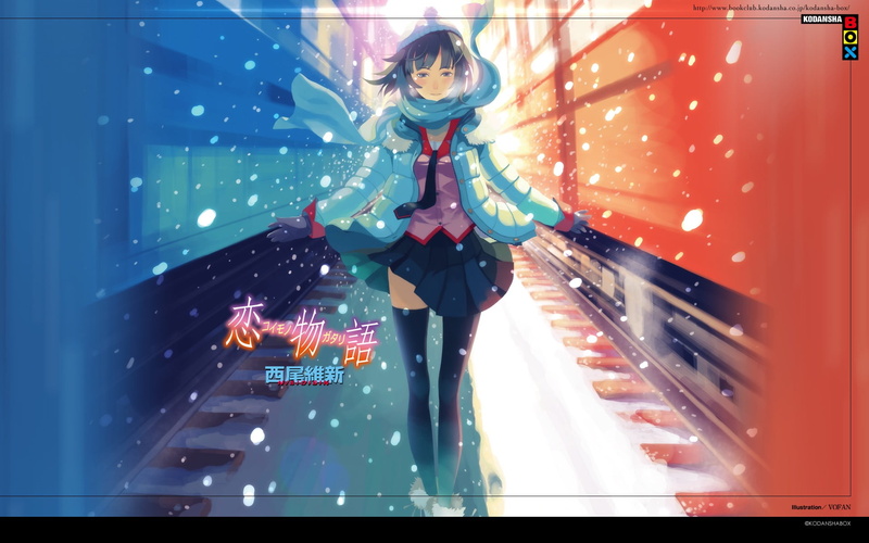 transparent, anime, colorful, girl, women, Senjougahara Hitagi, built structure, illuminated, standing, anime girls, auto post production filter, real people
