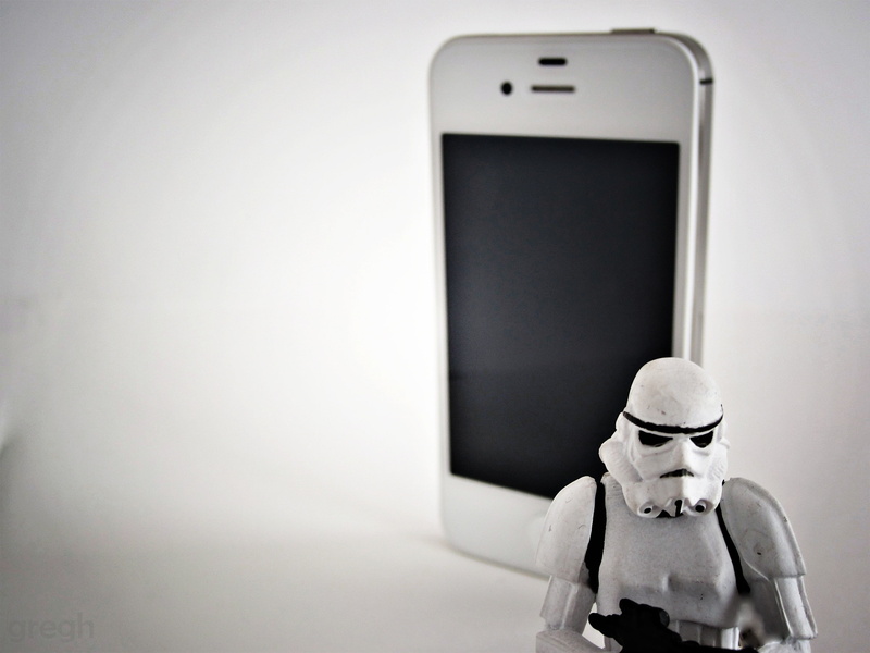 Star Wars, technology, monochrome, hd, iPhone, art, 2K, lomo, Stormtroopers, wars, inc, white, s, Apple Inc., star, apple