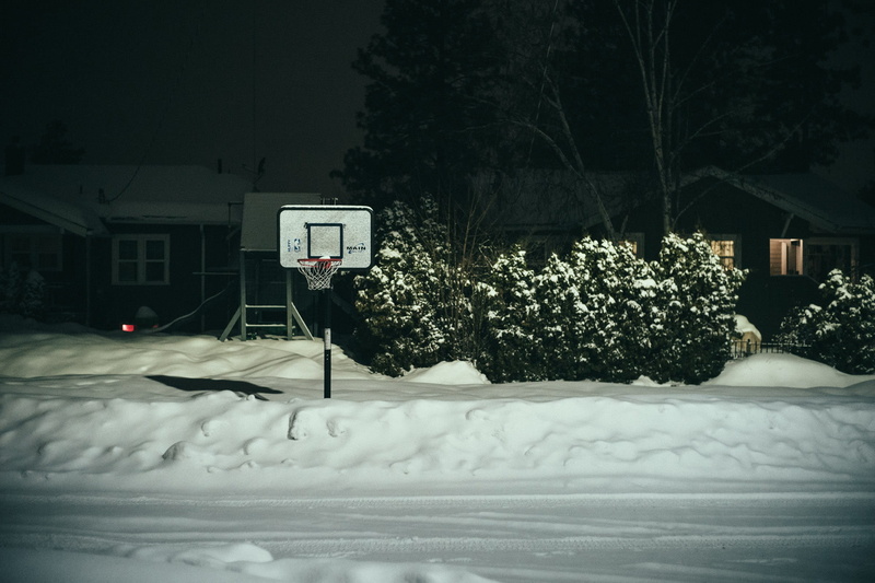 empty, black, covering, building exterior, cold temperature, beauty in nature, built structure, frozen, hoop, tree, white, plant, illuminated, dark, nature