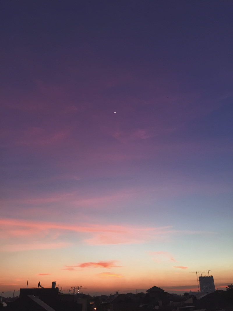 architecture, orange color, sky, nature, cityscape, 2K, beautiful, cloud - sky, x-a2, no people, view, dusk, idyllic, building, blue, moon, city, outdoors