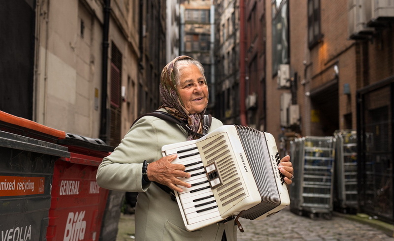 musical instrument, city, street music, musical equipment, mature adult, old people, adult, holding, arts culture and entertainment, 1080P, playing, men