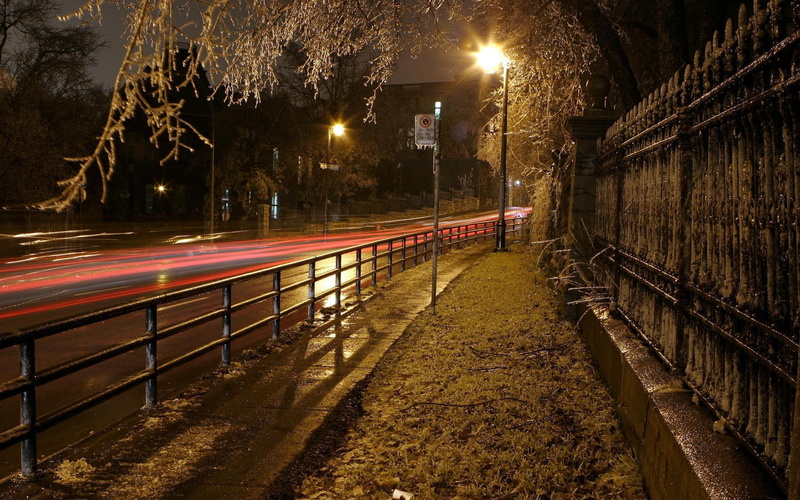 1920x1200, street, gray, lamp, night, empty, railings, 1080P, city, metal, photography