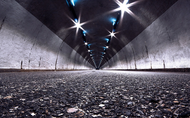 subway, glowing, photo, built structure, 2K, surface level, hd, road, architecture, underpass, night, no people, direction, diminishing perspective, empty