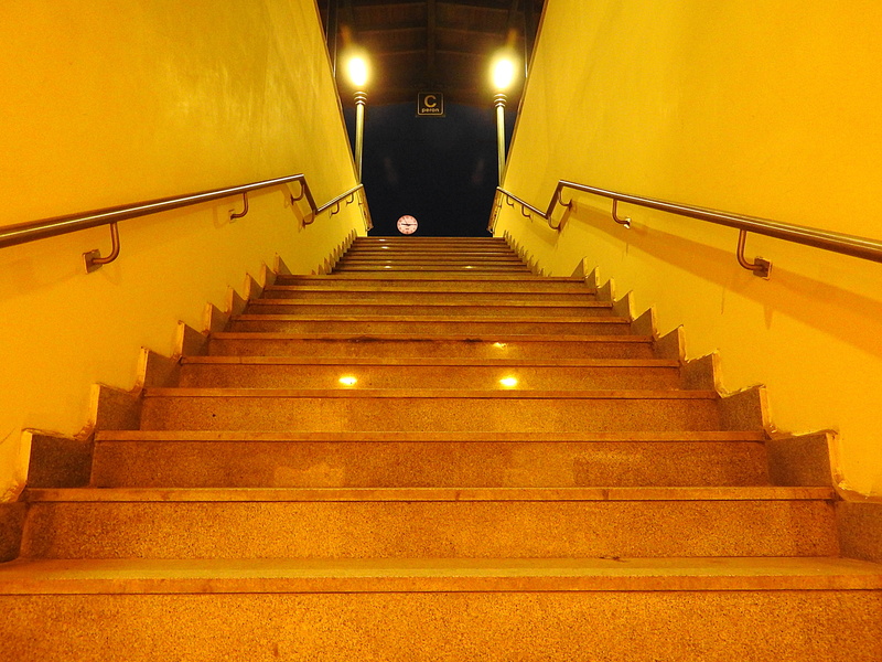 moving up, lighting equipment, wall - building feature, tunnel, diminishing perspective, 4K, illuminated, public transportation, low angle view, empty