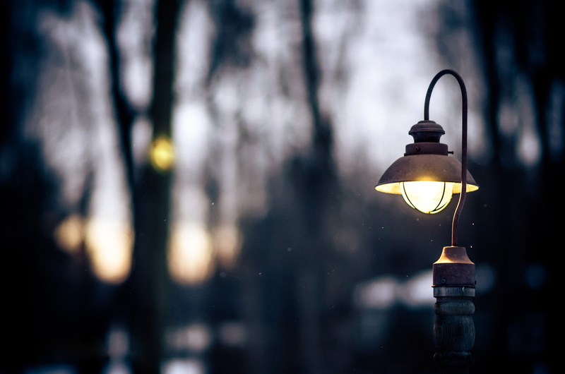 lantern, evening, trees, winter, twilight, 1080P, light, fall, Nature, snow