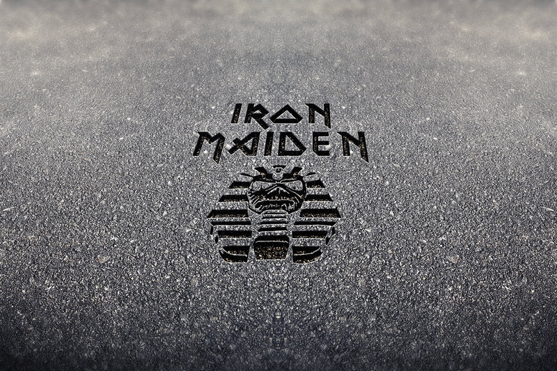 nature, textured, eddie, high angle view, close-up, iron maiden, western script, backgrounds, outdoors, city, full frame, 1080P, day, cement, no people