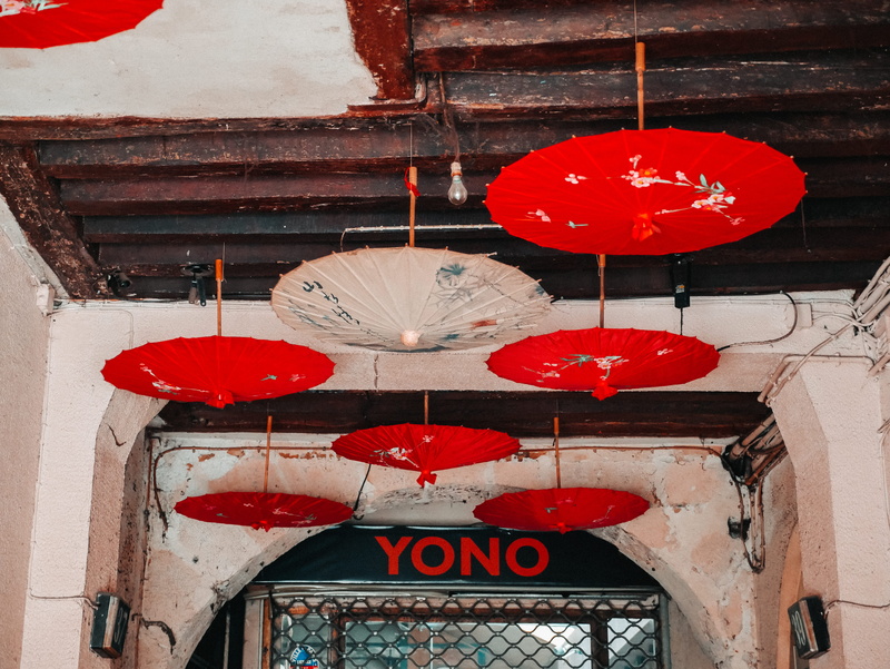 chinese lantern, chinese, gurella, wood - material, no people, oriental, banister, lanterns, canopy, paris, western script, opened, vibrance, hanging, asian