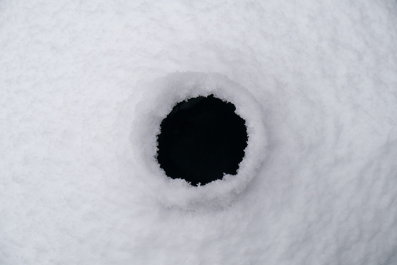 white color, beauty in nature, outdoors, bleak, solitary, snow, backgrounds, black, 4K, cold temperature, no people, frozen, darkness, ice, hole, full frame