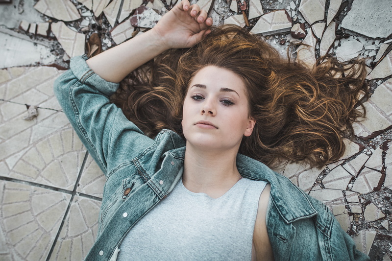 redhead, tile, denim jacket, 4K, female, lifestyles, hairstyle, outdoors, blue, woman, brown, adults Only, lady, young Adult, image Technique, grey, young Women
