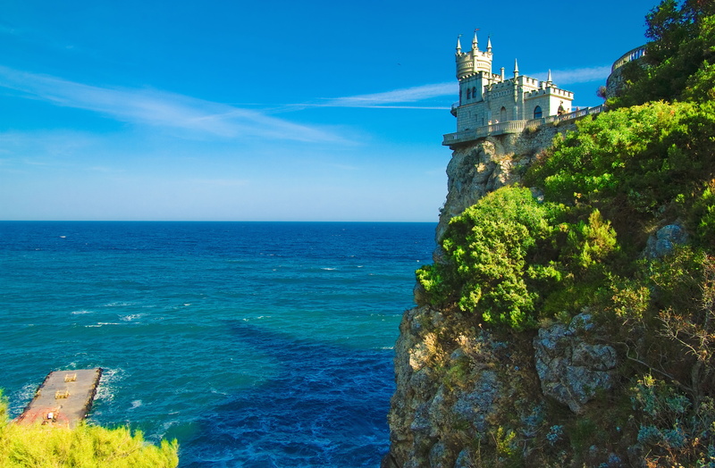 beauty in nature, medieval, architecture, stone Material, summer, old, spain, scenics - nature, day, cultures, shore, europe, Crimea, water, coastline