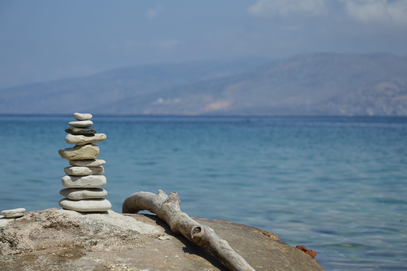 beach, beauty in nature, nature, balance, outdoors, island, solid, stack, sunset, tranquil scene, sandy beach, the coast, day, Sea, pebble, water, albania