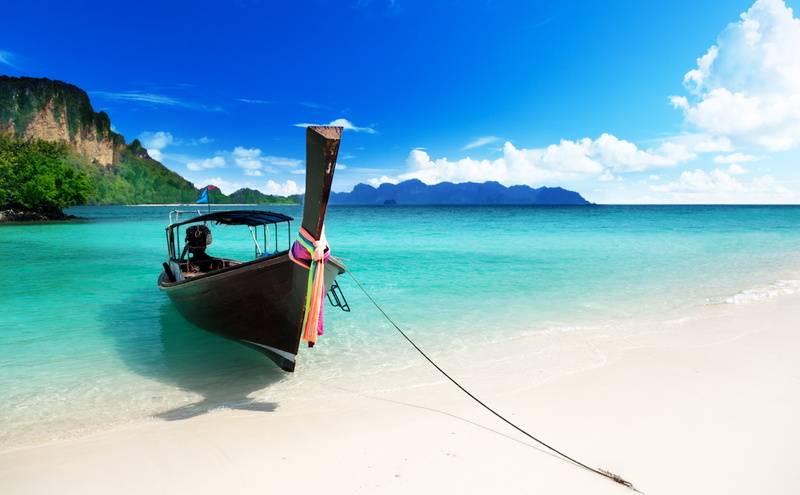 landscape, boat, beach, 5K, clouds, Lazur, shore, sea, the sky, the ocean