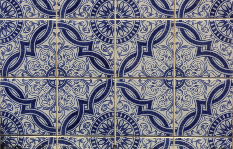 ornate, full frame, design, decoration, wall - building feature, porto, no people, tile, portugal, architecture, blue, pattern, repetition, indoors, backgrounds