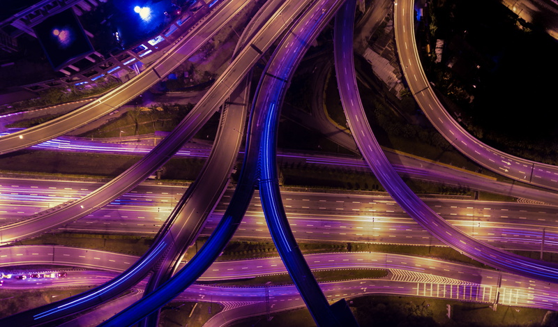 built structure, street, time, highway, long exposure, building, building exterior, multiple Lane Highway, transportation, connection, illuminated, light