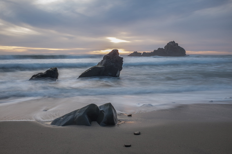 cloud - sky, slow shutter, rock, wave, tranquility, scenics - nature, no people, united states, motion, water, nature, beauty in nature, sea, sunset, 2K
