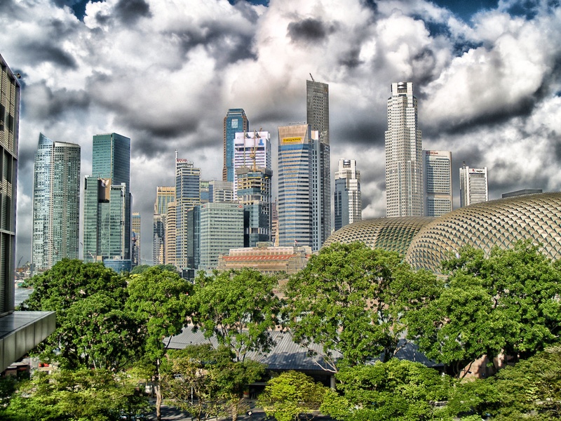 outdoors, clouds, tower, nature, building, 2K, sky, office, tall - high, modern, cities, city, plant, skyline, financial district, skyscraper, built structure