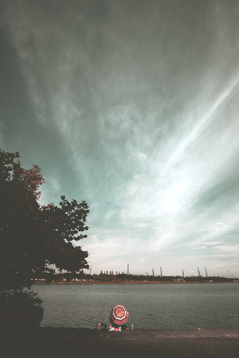 clouds, scenics - nature, communication, color, urban, umbrella, transportation, outdoors, architecture, water, 5K, plant, lake, summer, nature, leaves