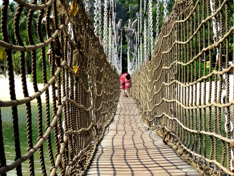 coconut, leisure activity, urban, ocean, clear, brige, scenery, rope bridge, walking, sea, water, nature, person, resort, full length, coast, 4K, beach