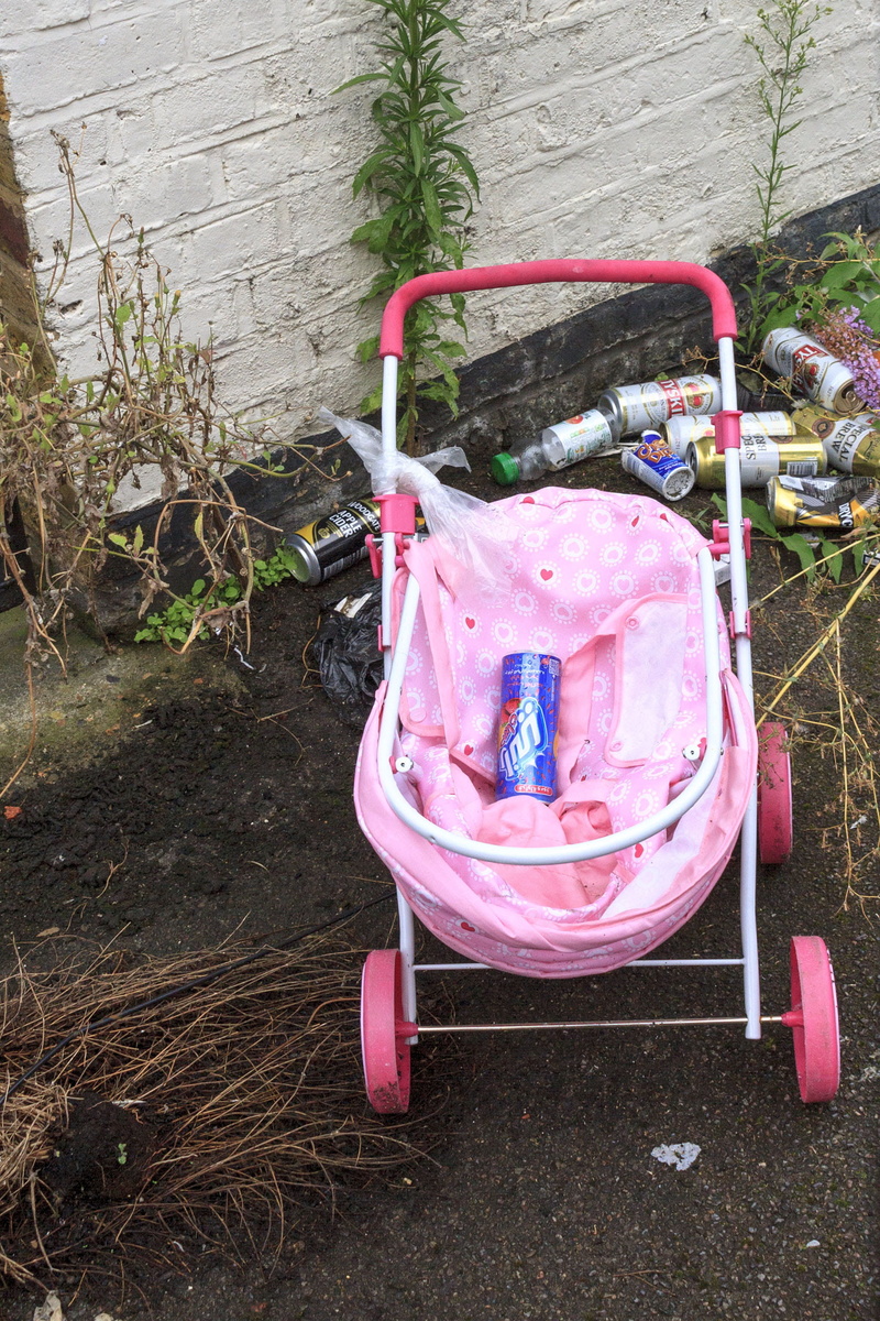 can, england, field, wheelbarrow, growth, trash, health, high angle view, plastic, litter, city, life, baby, day, abandoned, wheel, social, container, drinking