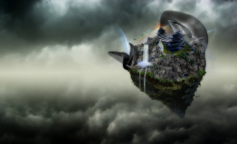 mountain, storm cloud, green, sky, Remnant, wet, outdoors, torrential rain, storm, Aero, rain, water, nature, Last, mid-air, ominous, digital composite
