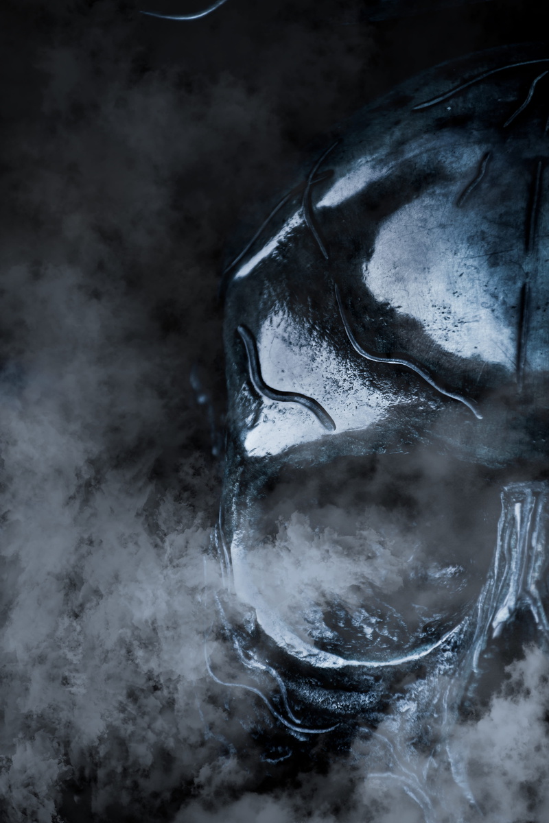 android, underwater, frozen, dead, death, sea, background, wet, dark, studio shot, foggy, fog, 5K, mystery, mouth open, cold temperature