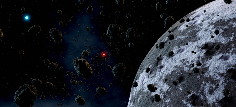 Binary Starsystem, asteroid, planet, Dwarf Planet, space clouds, Blender, stars, 1080P, space