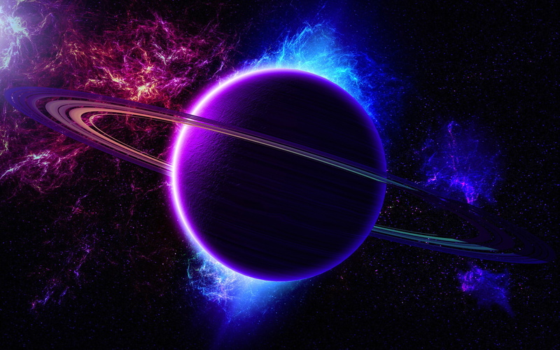 light, color, ring, nebula, universe, planet, purple, blue, 2K