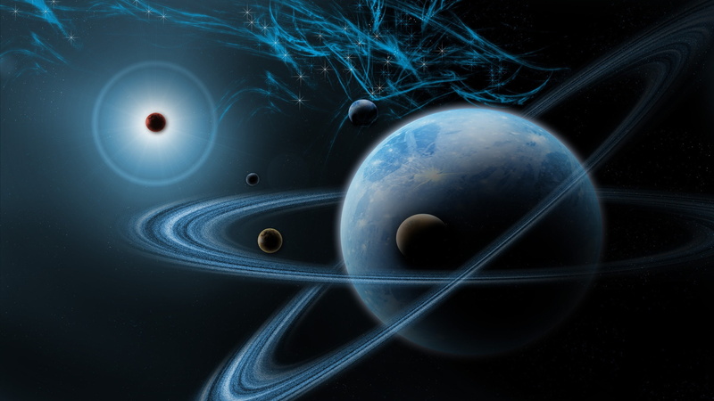 2K, digital art simple background glowing cgi space planet universe planetary rings stars nebula dark fantasy art 3d