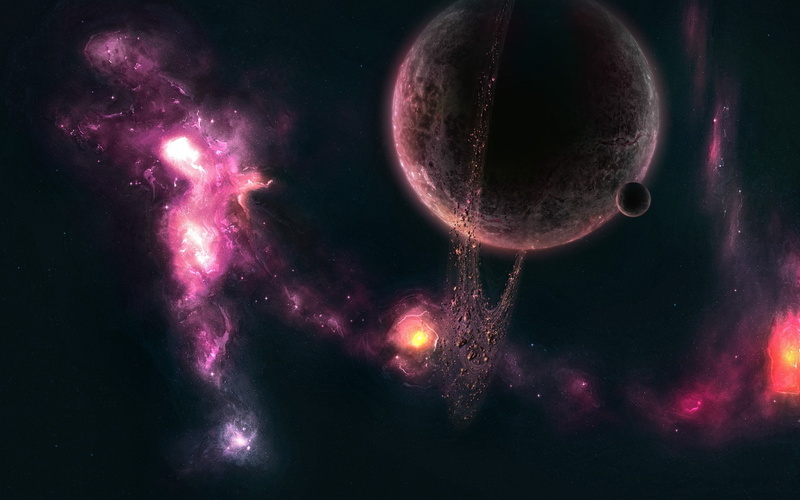 nebula, asteroids, galaxy, Space, stars, 1080P, planet, ring