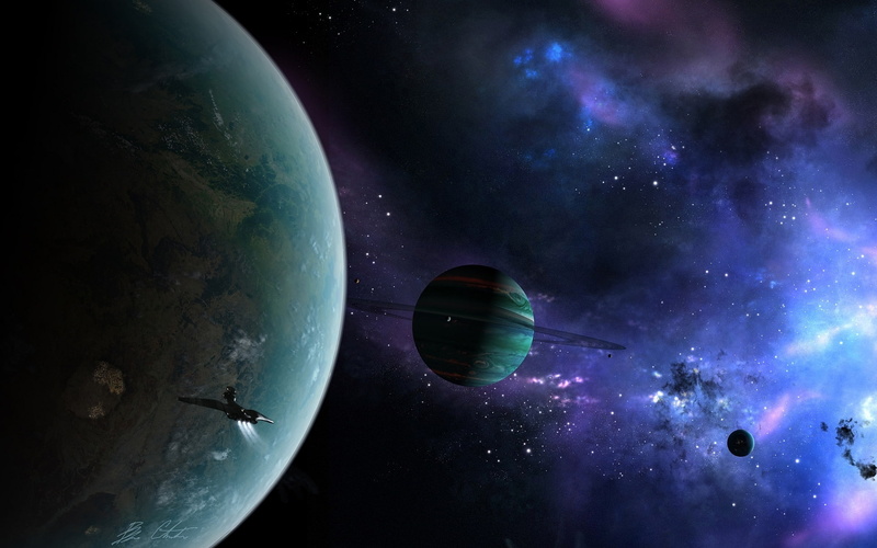 regulus36, planet, ring, space, nebula, ship, 1080P